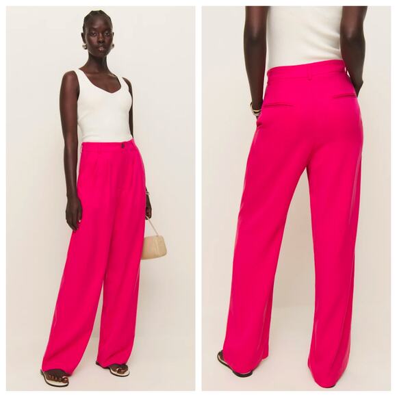 Reformation Mason Pant Trouser Pink Wide Leg 4 - Picture 1 of 5